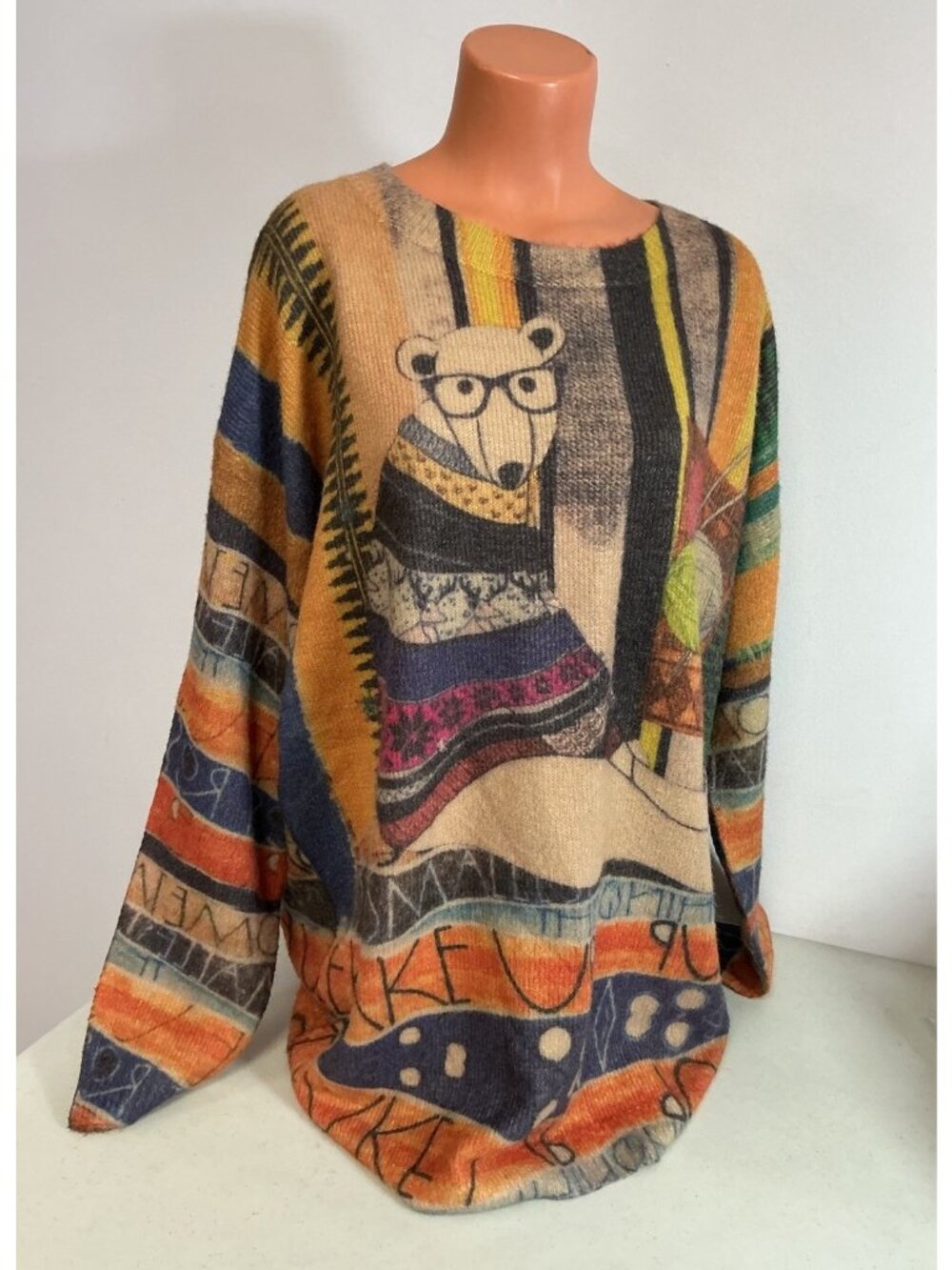 Wool Teddy Bear Sweater Oversized Womens 2XL